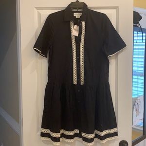 Kate Spade Black Lace Inset Shirt Dress, NWT
